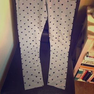 NWT Life is Good gray leggings w/black hearts